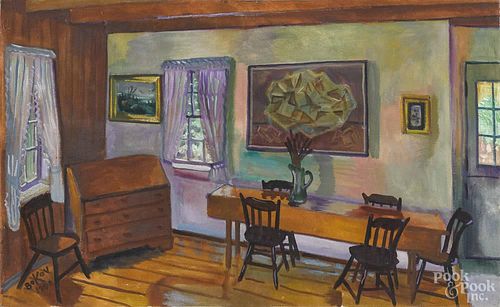 Konstantin Bokov (American b. 1940), oil on canvas interior, signed lower left, 22'' x 36''.