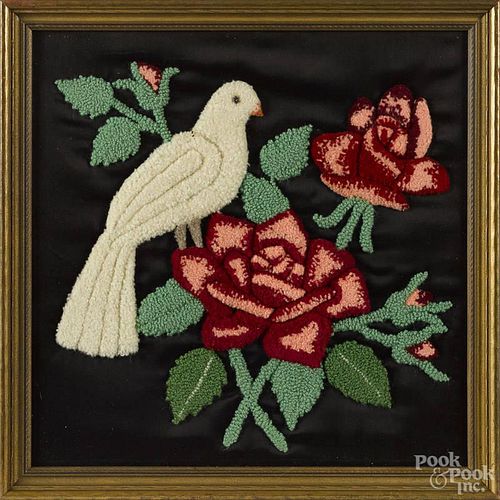 Victorian feltwork dove, 14'' x 14''.