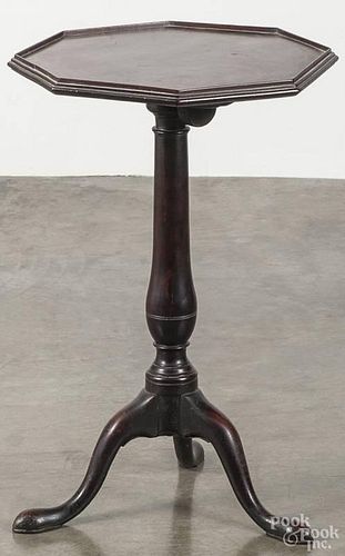 George II mahogany candlestand, ca, 1770, with a dish top, retaining an old dry surface, 25 1/2'' h.