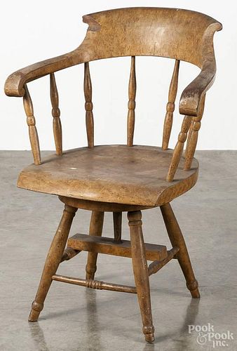 Pennsylvania painted plank seat firehouse swivel chair, late 19th c.