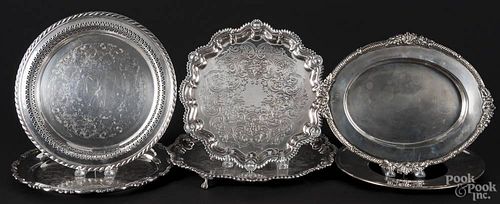 Two Sheffield silver plated footed trays, by William Adams, 11 1/4'' dia. and 13 1/4'' dia.