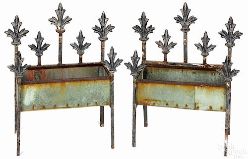 Pair of iron and copper planters, 25 1/2'' h., 20