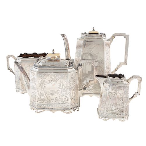 Victorian Aesthetic Movement Silver Tea/Coffee Svc