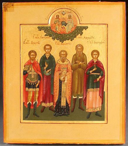 RUSSIAN ICON, SELECTED SAINTS, MSTERA, 1900