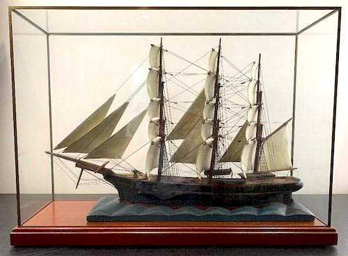 Large Encased Ship Model, 20th Century