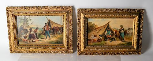 L. NOVAK: Two Works, Encampment - Oils on Canvas