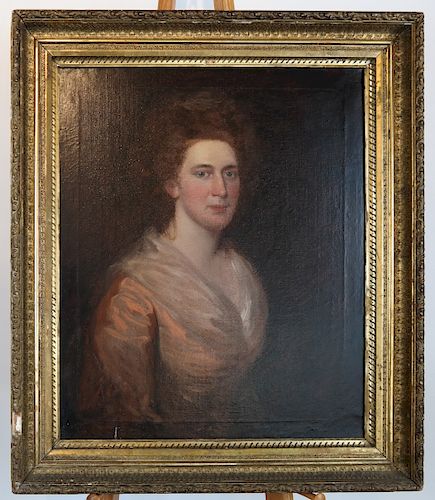19th C. Framed Oil Painting - Portrait of a Lady