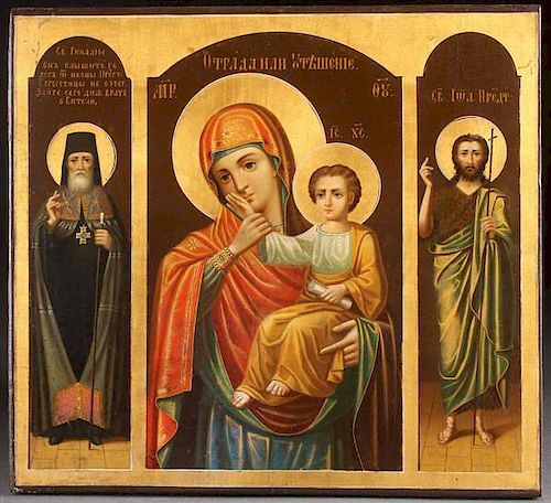 SCARCE RUSSIAN ICON OF THE MOTHER OF GOD, 19TH C