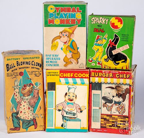 Five battery operated toys