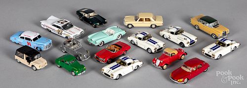 Sixteen diecast scale model cars