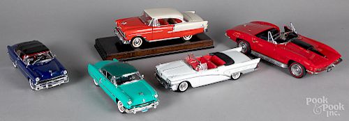Five scale model cars