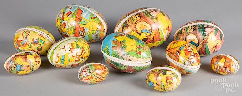 Eleven German Easter egg candy containers
