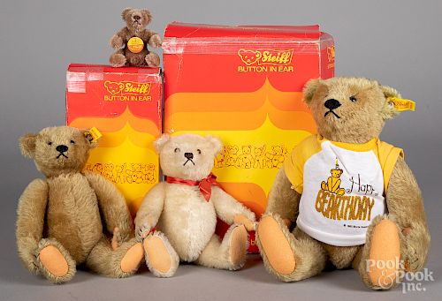 Four vintage Steiff teddy bears