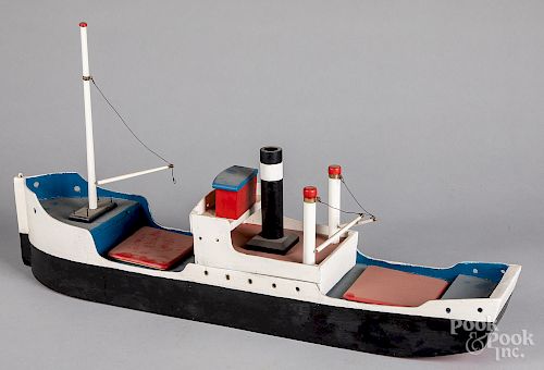 Painted wood boat model