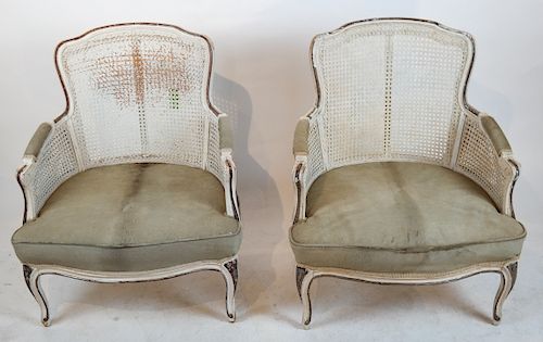 Pair French Caned Bergeres