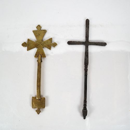 Two Antique Keys, Brass & Iron