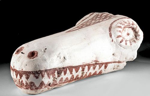 Romano Egyptian Painted Plaster Crocodile Mummy Mask