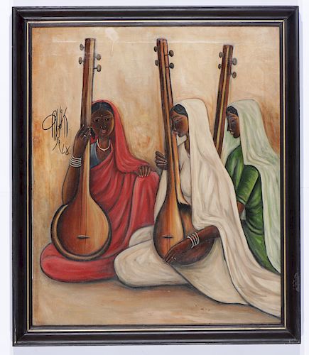 B. Prabha (1933-2001) "Musicians" Painting