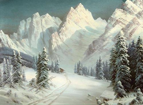 ALPINE PAINTING, SIGNED & DATED 1940