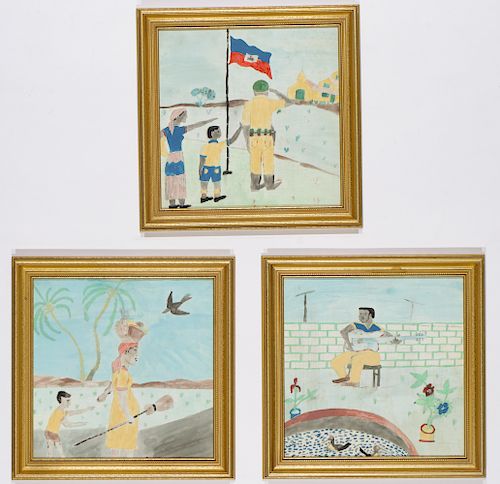 Florestant Dupray (Haitian, 20th c.) Three Paintings 