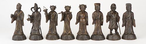 Group of Eight Chinese Bronze Figures