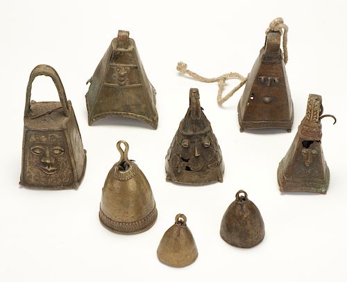 Group of 8 African Yoruba Brass Bells