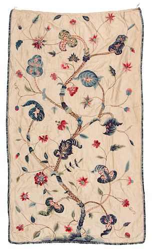 Antique Wool Embroidered Coverlet, England 