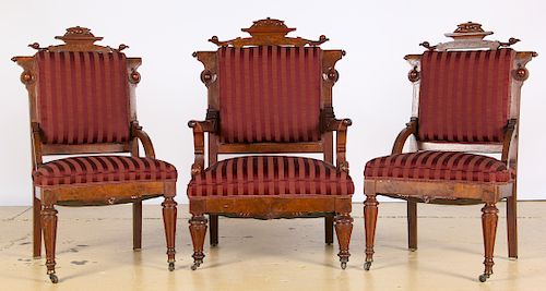 Three Renaissance Revival Chairs, 19th Century.