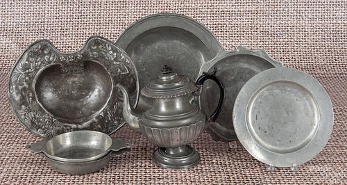 Seven pieces of Continental pewter, 18th/19th c.,