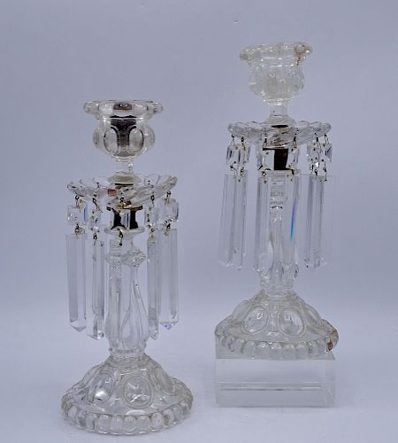 PR. GLASS CANDLESTICKS WITH DROPS
