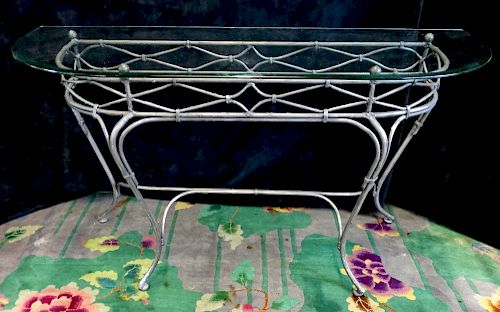 GLASS TOP IRON CONSOLE 