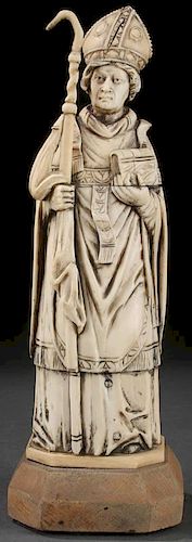 FRENCH CARVED IVORY BISHOP, 19TH CENTURY