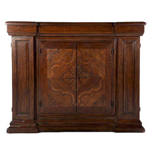 Continental Inlaid Oak Side Cabinet
