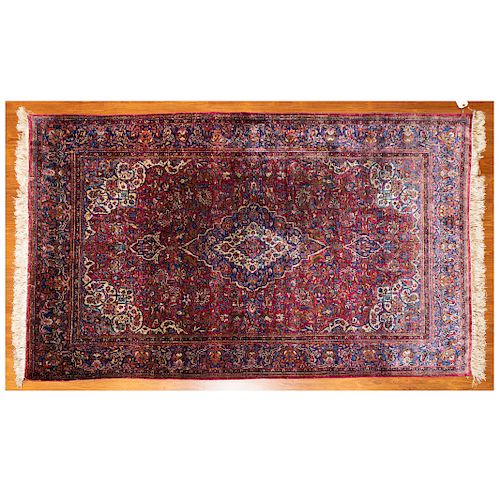 Antique Silk Kashan Rug, Persia, 4.2 x 6.7