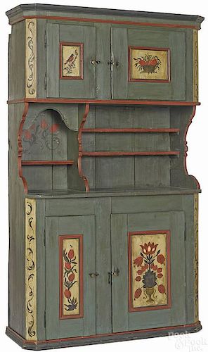 Scandinavian painted wall cupboard, mid 19th c.,