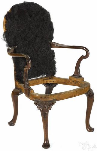 Queen Anne style mahogany armchair.