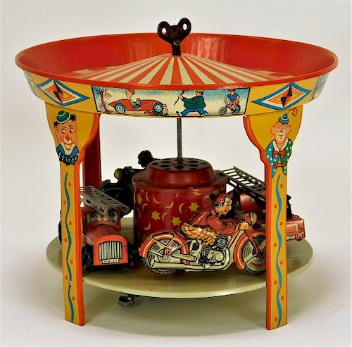 Hock and Beckman Amusement Carousel Tin Toy