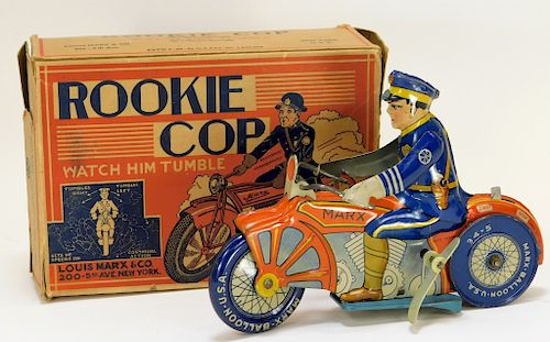 Marx Tumbling Rookie Cop Wind Up Tin Toy