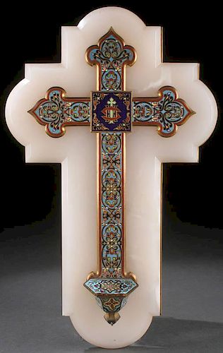 FRENCH ENAMEL HOLY WATER FONT