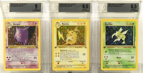 3PC Pokemon Jungle Fossil 1st Ed. BGS Card Group