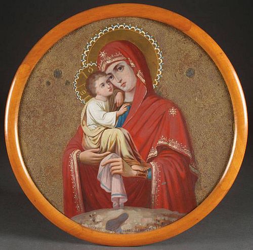 INTERESTING RUSSIAN ICON DATED 1906