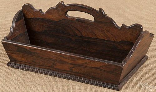 Rosewood grained mahogany cutlery tray, 19th c.,