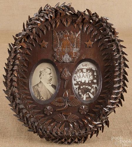 Crown of thorns frame, late 19th c., with an eagl