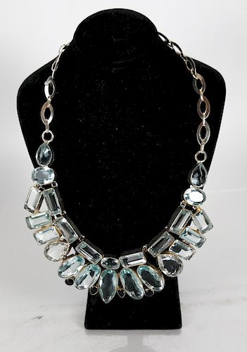 Sterling Silver & Precious Stones Necklace