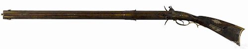 Swivel breech double barrel flintlock rifle, appr