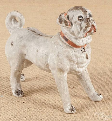 Chalkware dog, late 19th c., 9 1/2'' l.