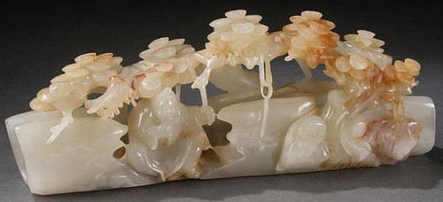 CHINESE CARVED JADE SCENIC GROUP