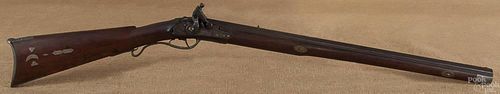 Flintlock rifle, approximately .45 caliber, cherr