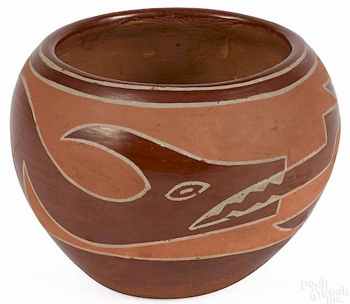 Santa Clara pottery bowl, attributed to Margaret