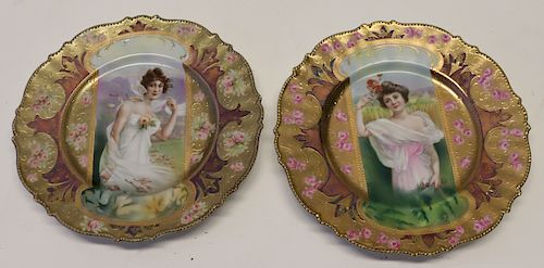 2 R.S. Prussia 9" Porcelain Portrait Plates.